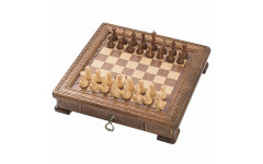Шахматы резные Квадро в ларце с ящиками 50 Haleyan