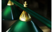 Лампа STARTBILLIARDS 5 пл. (плафоны зеленые,штанга золотая,фурнитура золото)